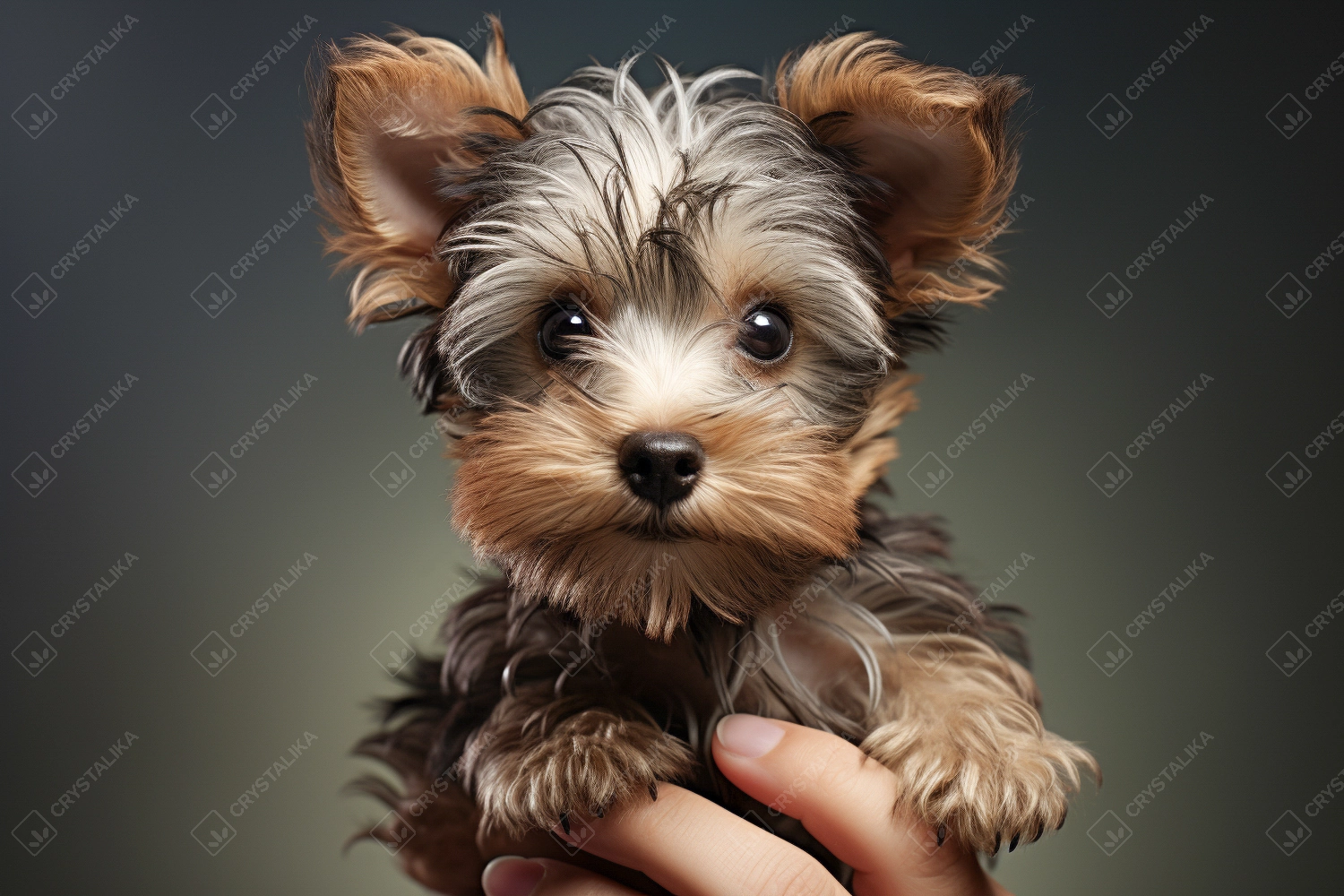 Hand holding cute newborn dog - Help animal adoption shelter -  World Animal Day Concept