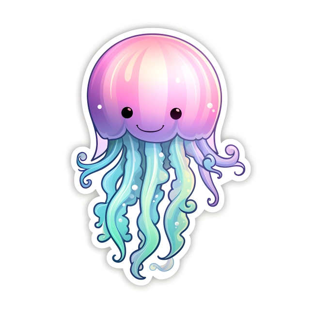 A Vibrant Pink Jellyfish with Colorful Tentacles