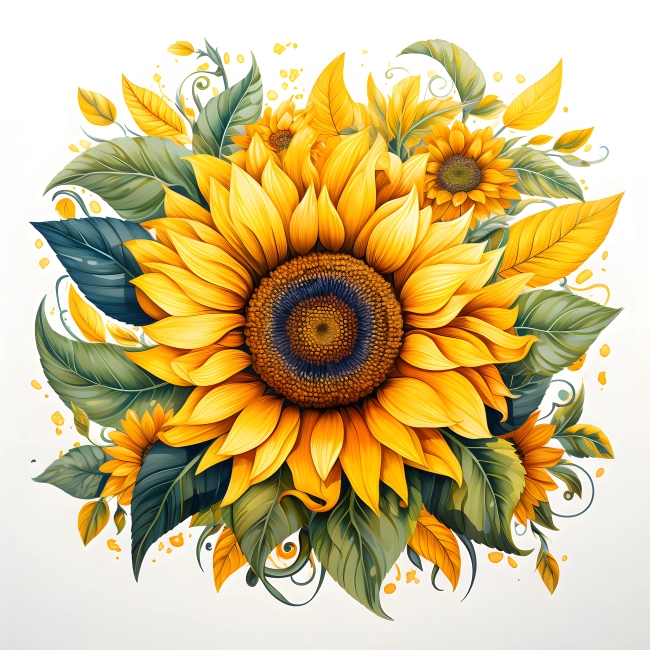 Sunflower's Intricate Charm with Bright Petals