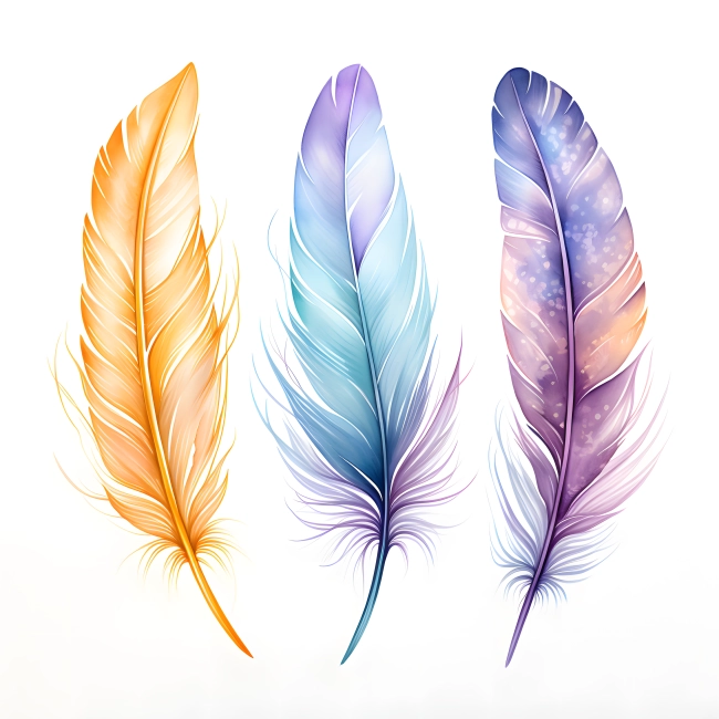 Gradient Plumes of Wispy Feathers Trio