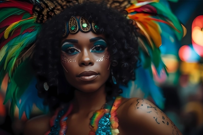 Beautiful black goddess of Rio de Janeiro carnival