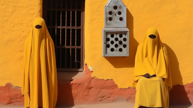 Tradition and cultural diversity in a portrait of a woman in yellow