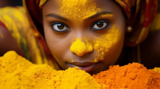 Tradition and cultural diversity in a portrait of a woman in yellow