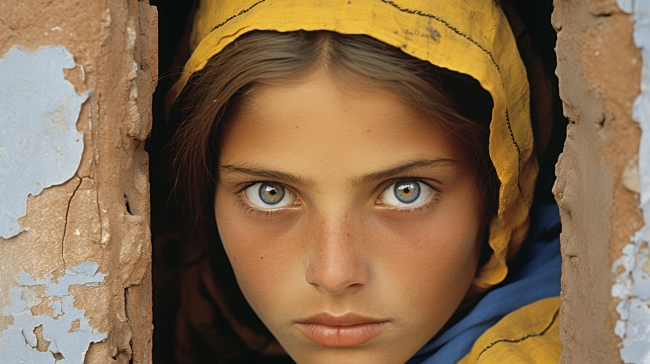 Tradition and cultural diversity in a portrait of a woman in yellow