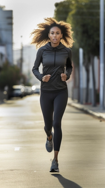 Young woman runner running on city street - Fitness, people and healthy lifestyle - Vertical Aspect Ratio 9:16 for Social Media Reels, Live and Stories