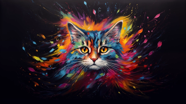 Cosmic Feline Abstract Painting