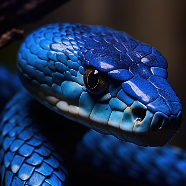 Blue Viper Snake Closeup Face