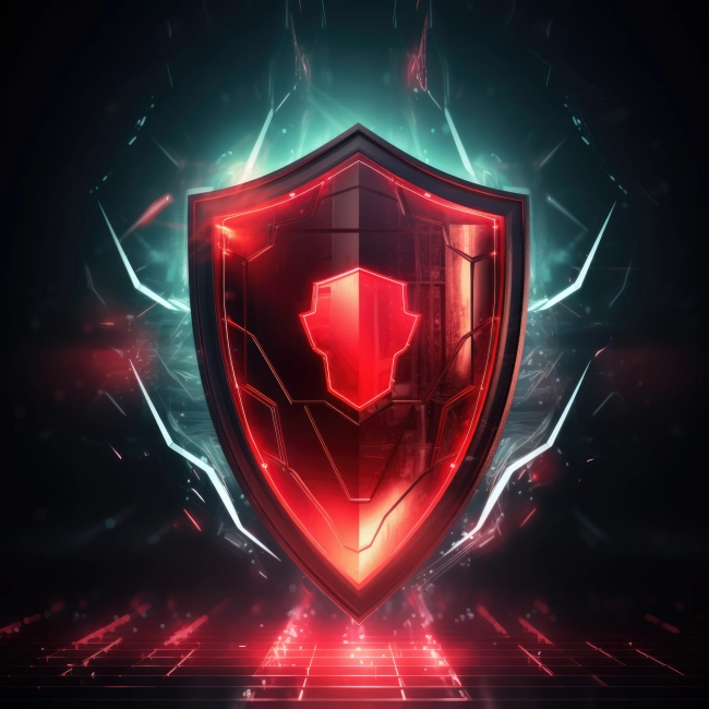 Cybersecurity Internet Security With Red Neon Shield