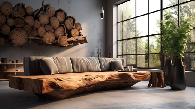 Artisanal Craftsmanship: Unique Rustic Sofa Handmade from Solid Wood