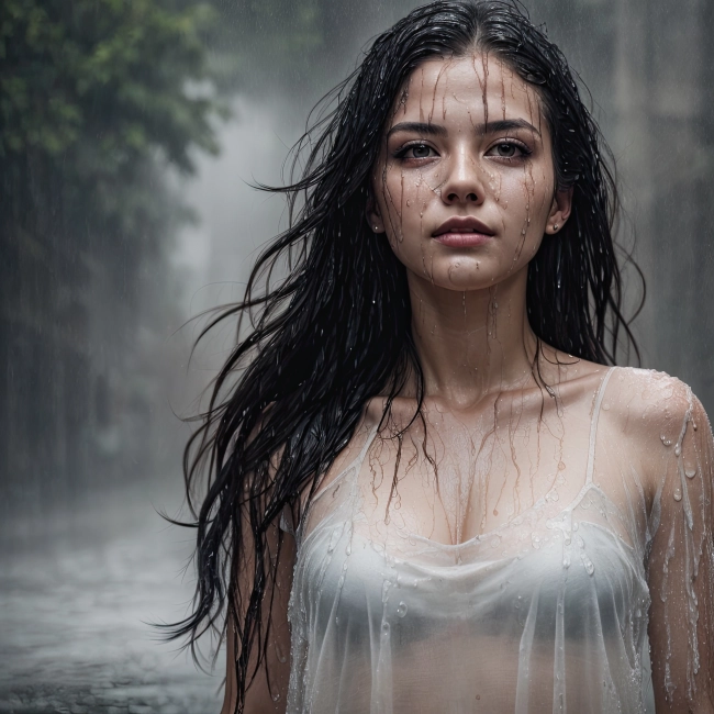 woman in rain