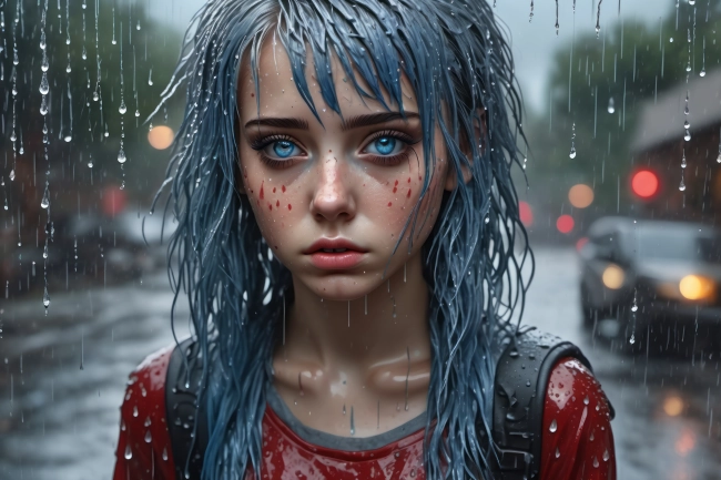 woman in rain