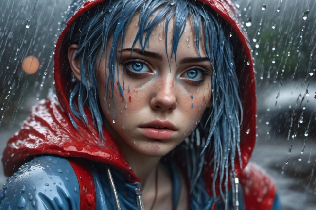 woman in rain