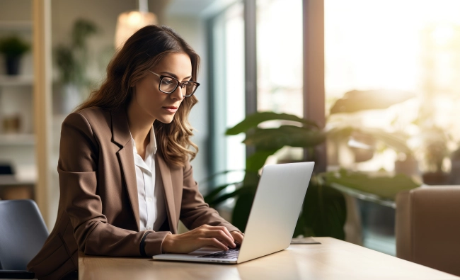 Business Woman Work on Laptop