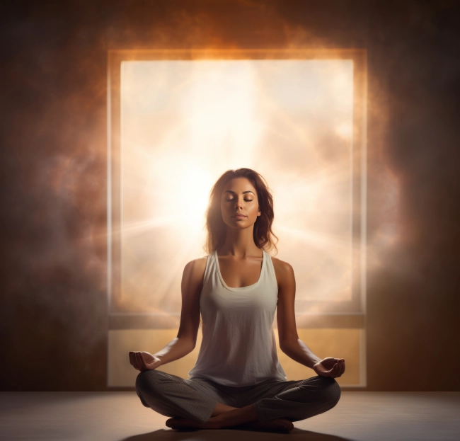 Woman Meditate With Calm