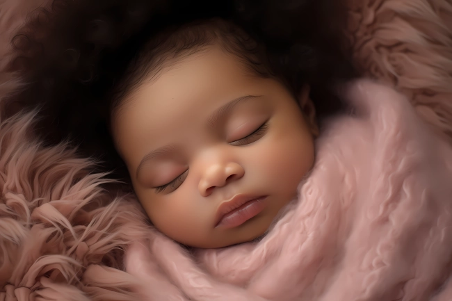 Professional photoshoot of a cute newborn mixed-raced baby