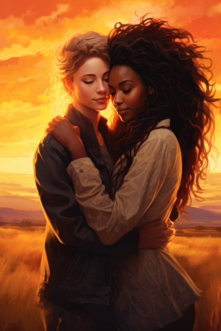 Interracial lesbian couple