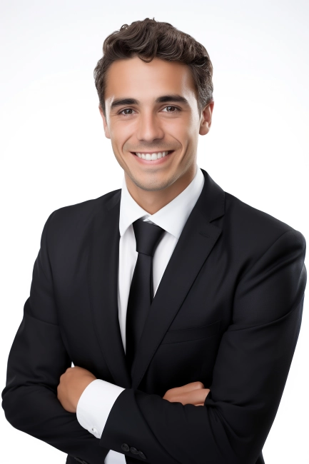 Portrait of happy smiling young businessman.