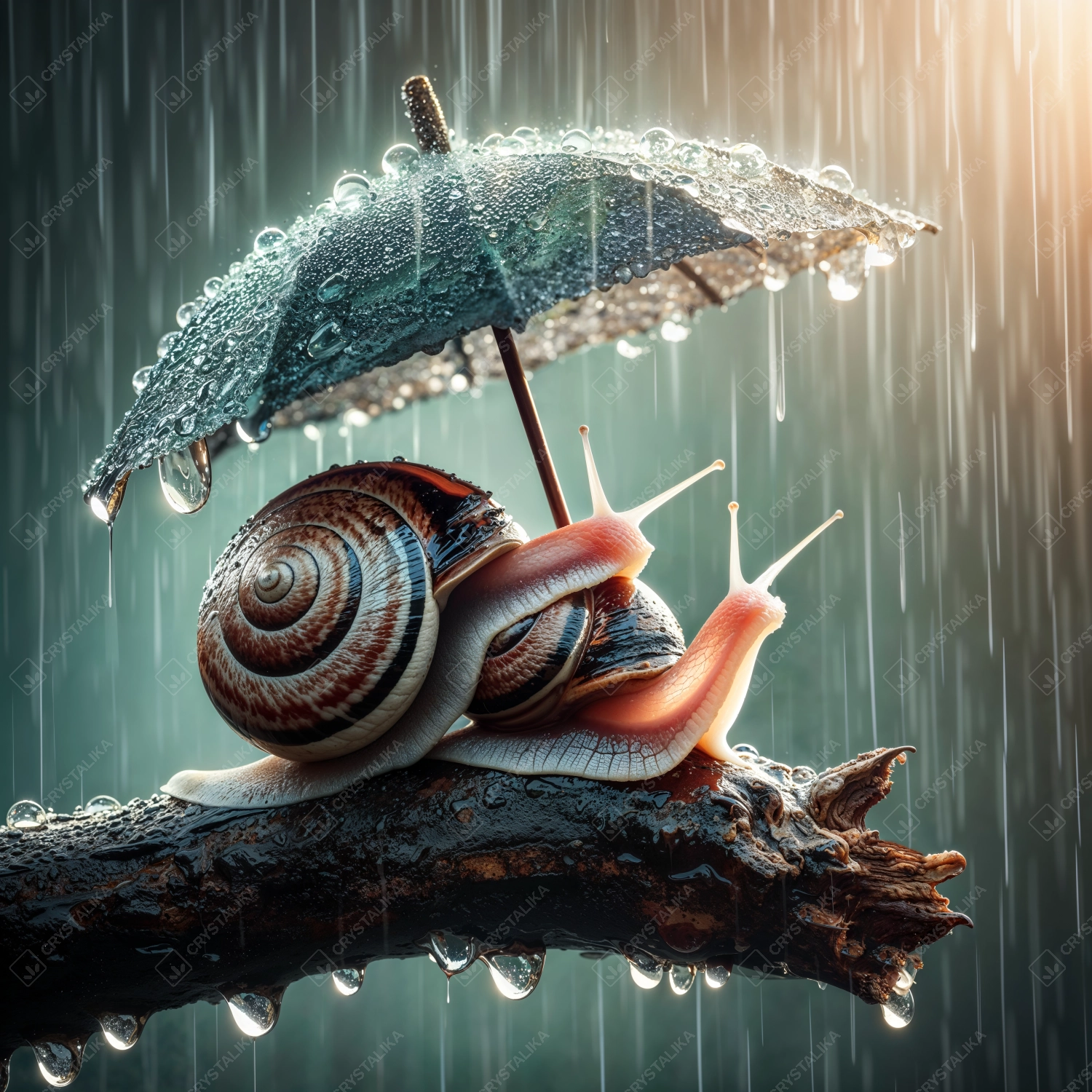 two snails under the rain