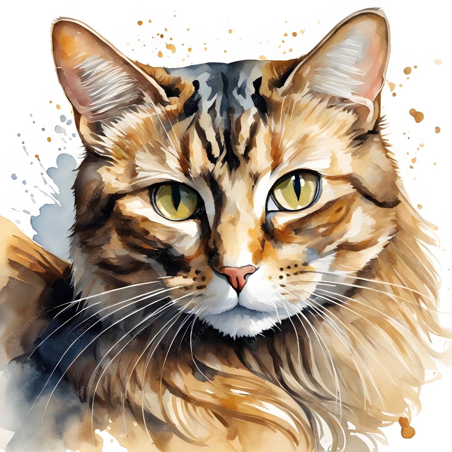 Watercolor of Orange Tabby