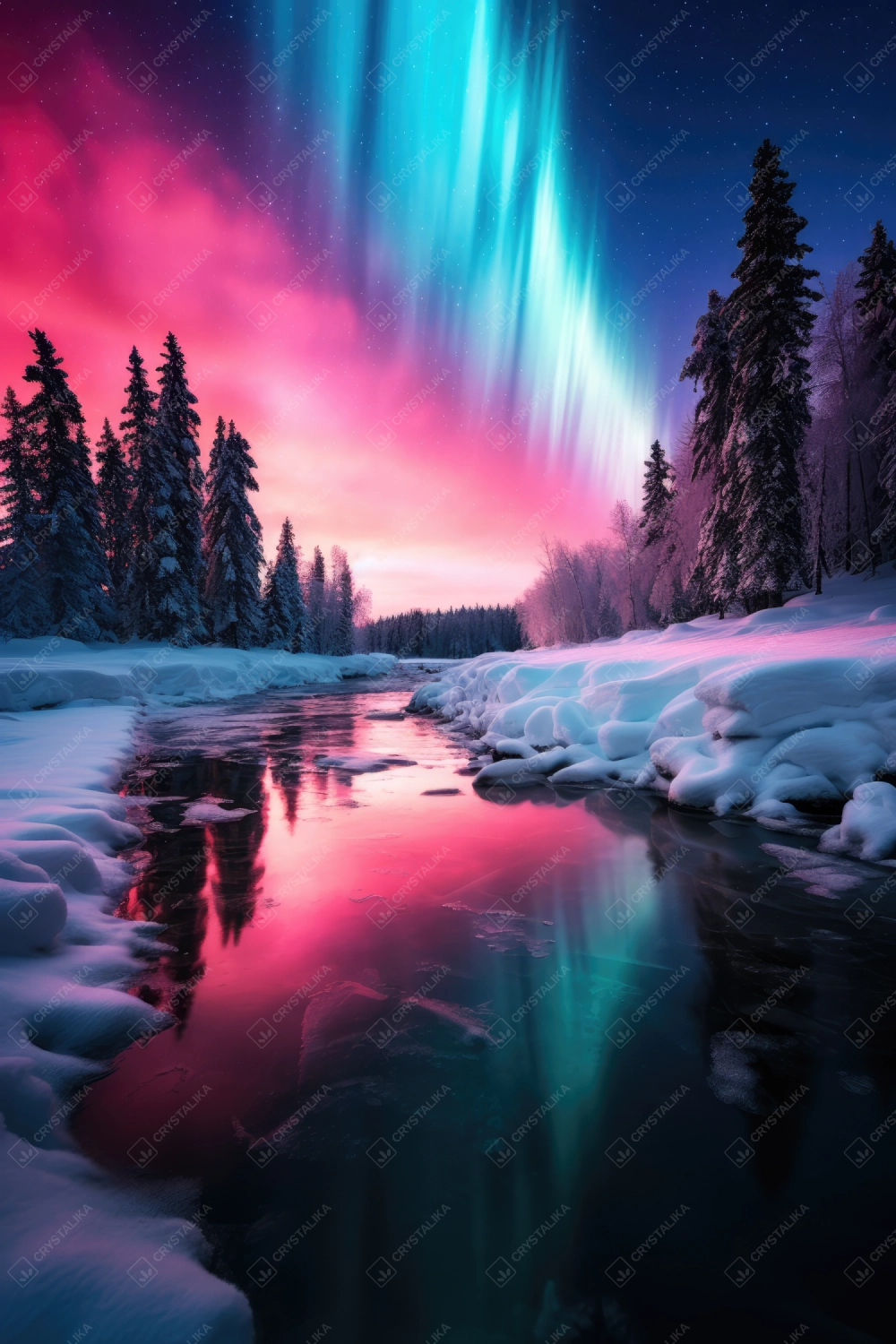 Beautiful aurora borealis over the mountains