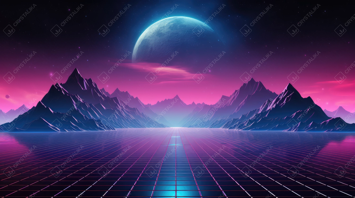 80s Retro Sci-Fi Background Retro Futuristic Synth