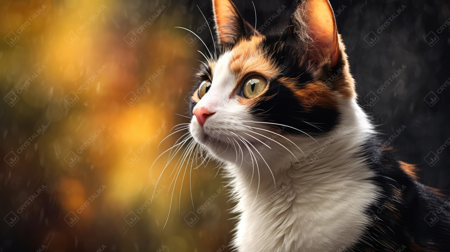 A charming photo of a gorgeous calico cat