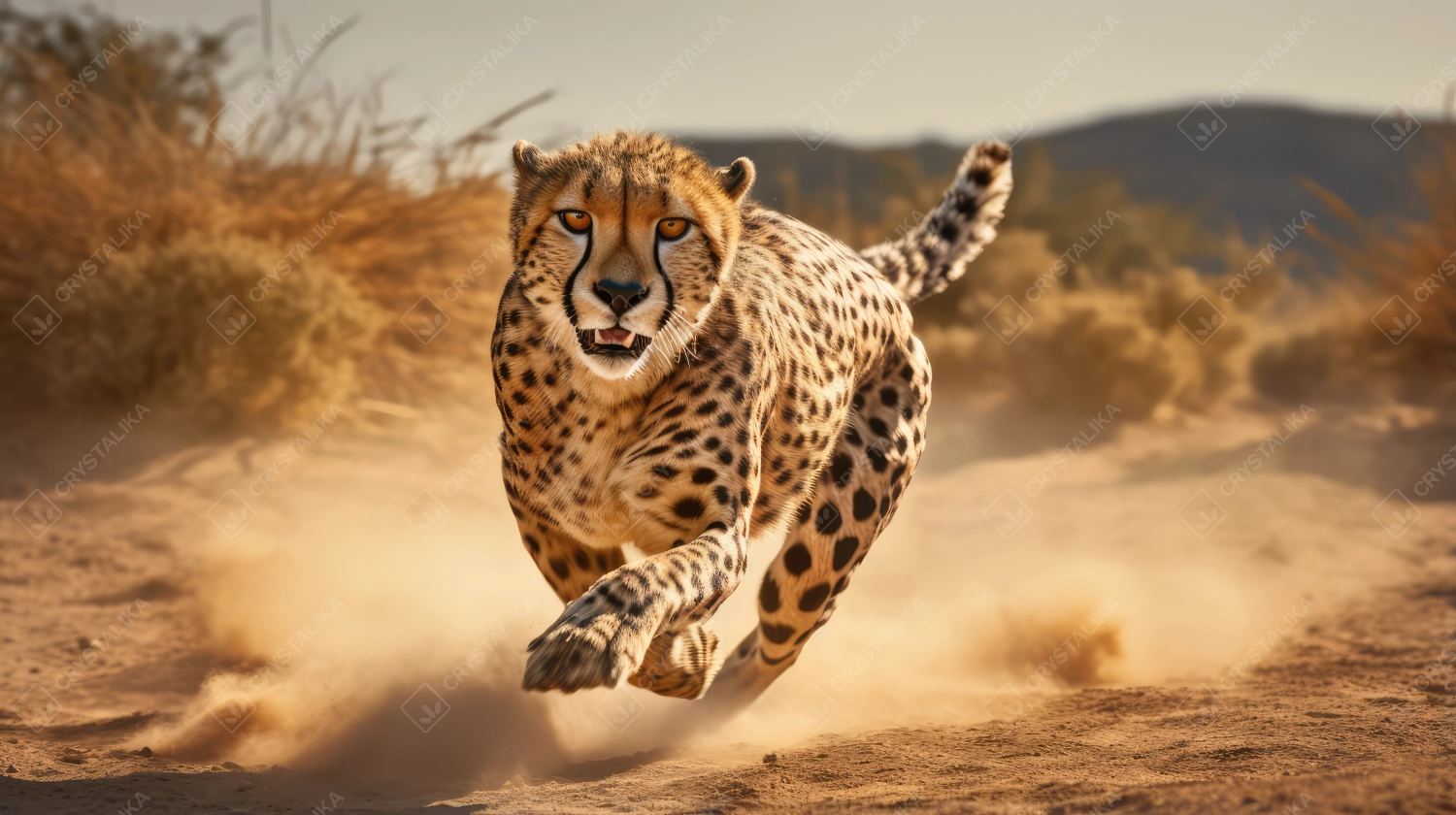 A swift cheetah sprinting