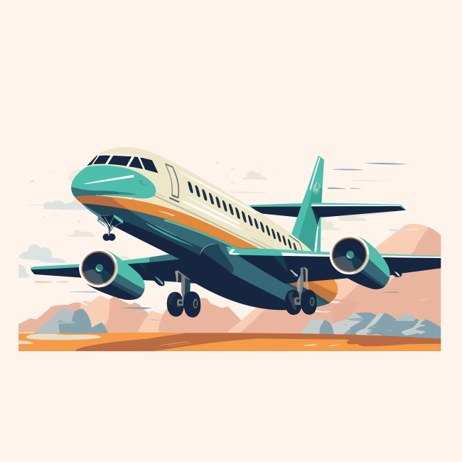 Vector art illustration of airplanes, high resolution, colorful, easy combined