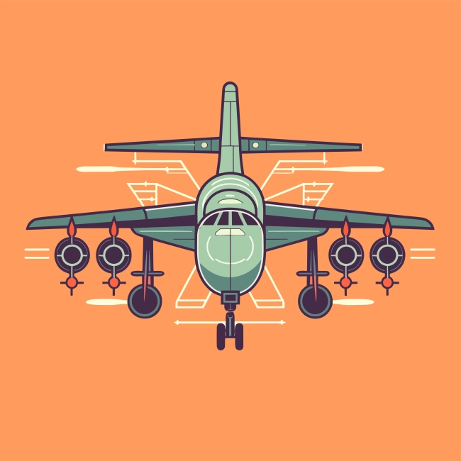 Vector art illustration of airplanes, high resolution, colorful, easy combined