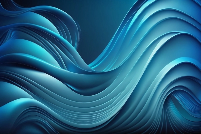 Abstract Blue Liquid Wave Background. AI