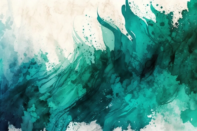 Teal and Green Watercolor Abstract Background. AI