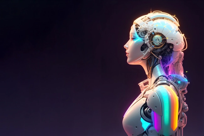 Beautiful female robot with artificial intelligence