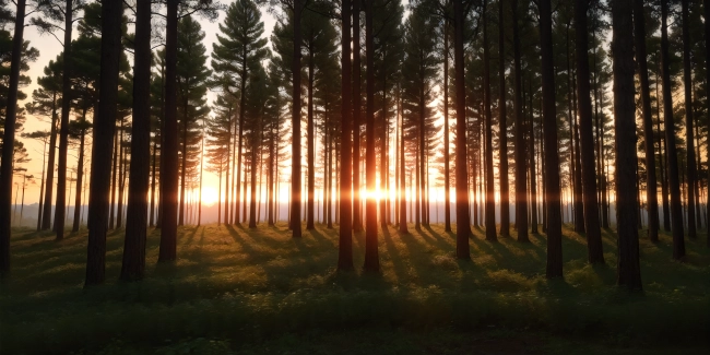 sunset in the forest