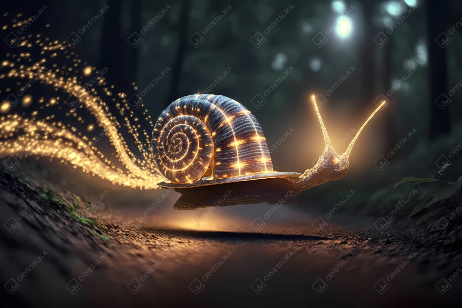 Snail made of particles emitting light