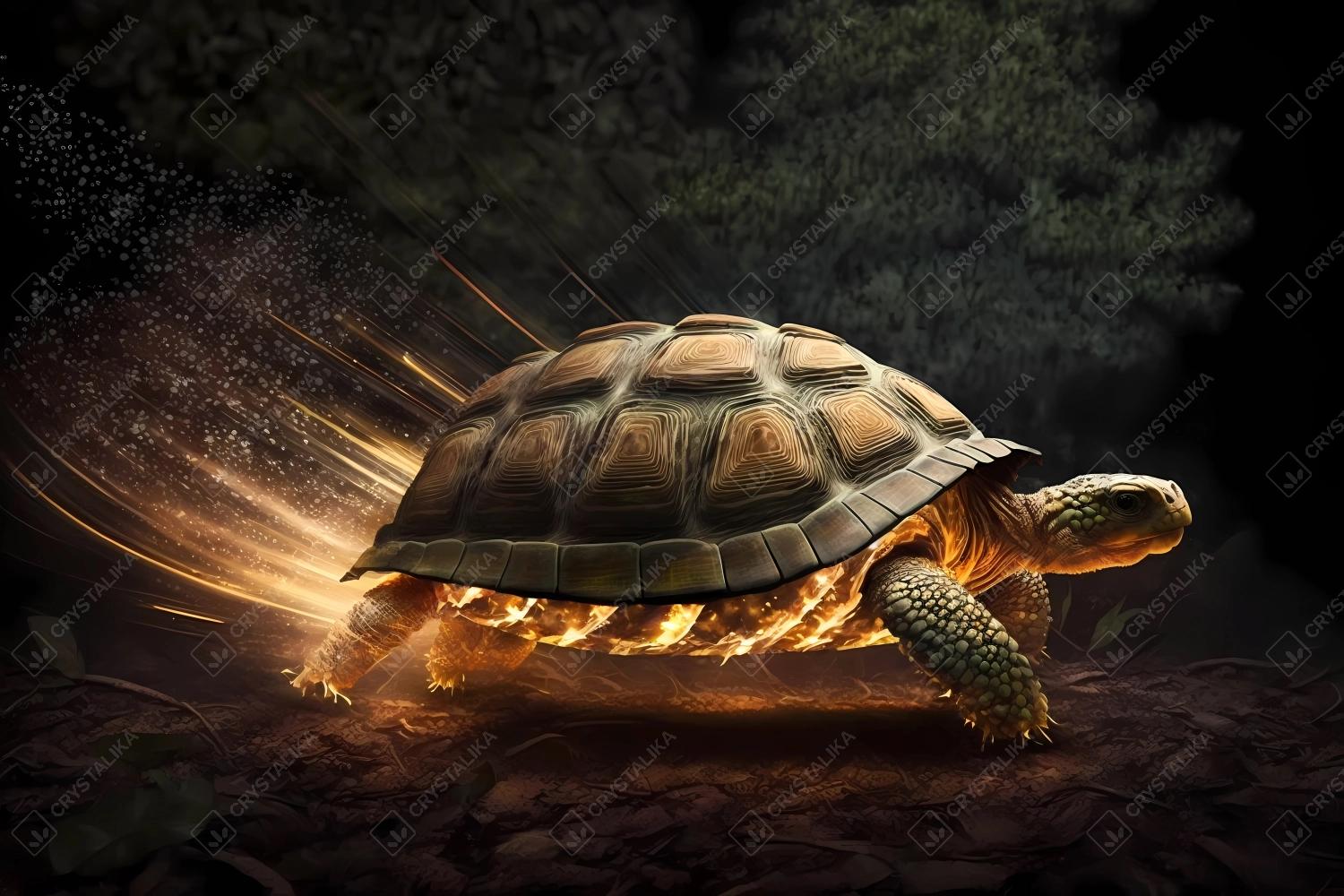 Tortoise made of particles emitting light