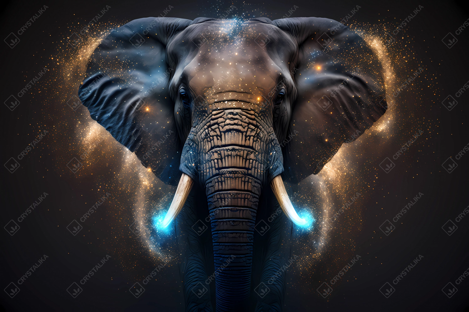 Elephant made of particles emitting light