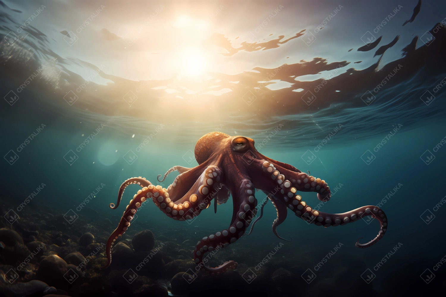 Octopus swimming in the ocean