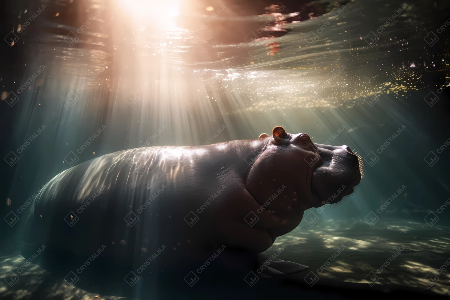 Hippo under the water wildlife image