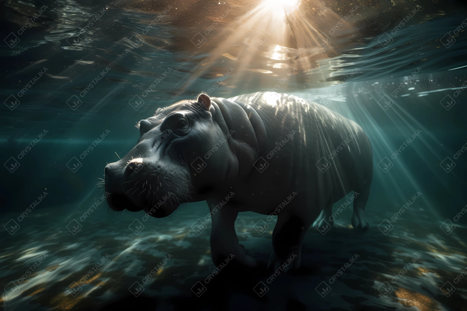 Hippo under the water wildlife image