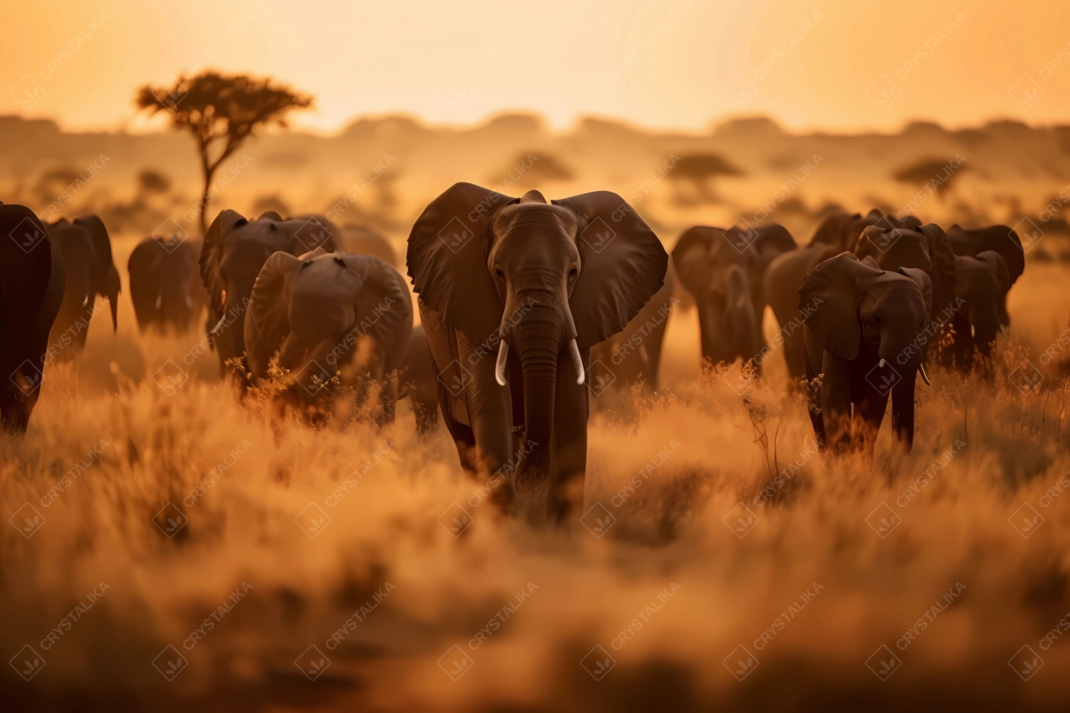 Herd of elephants in Africa