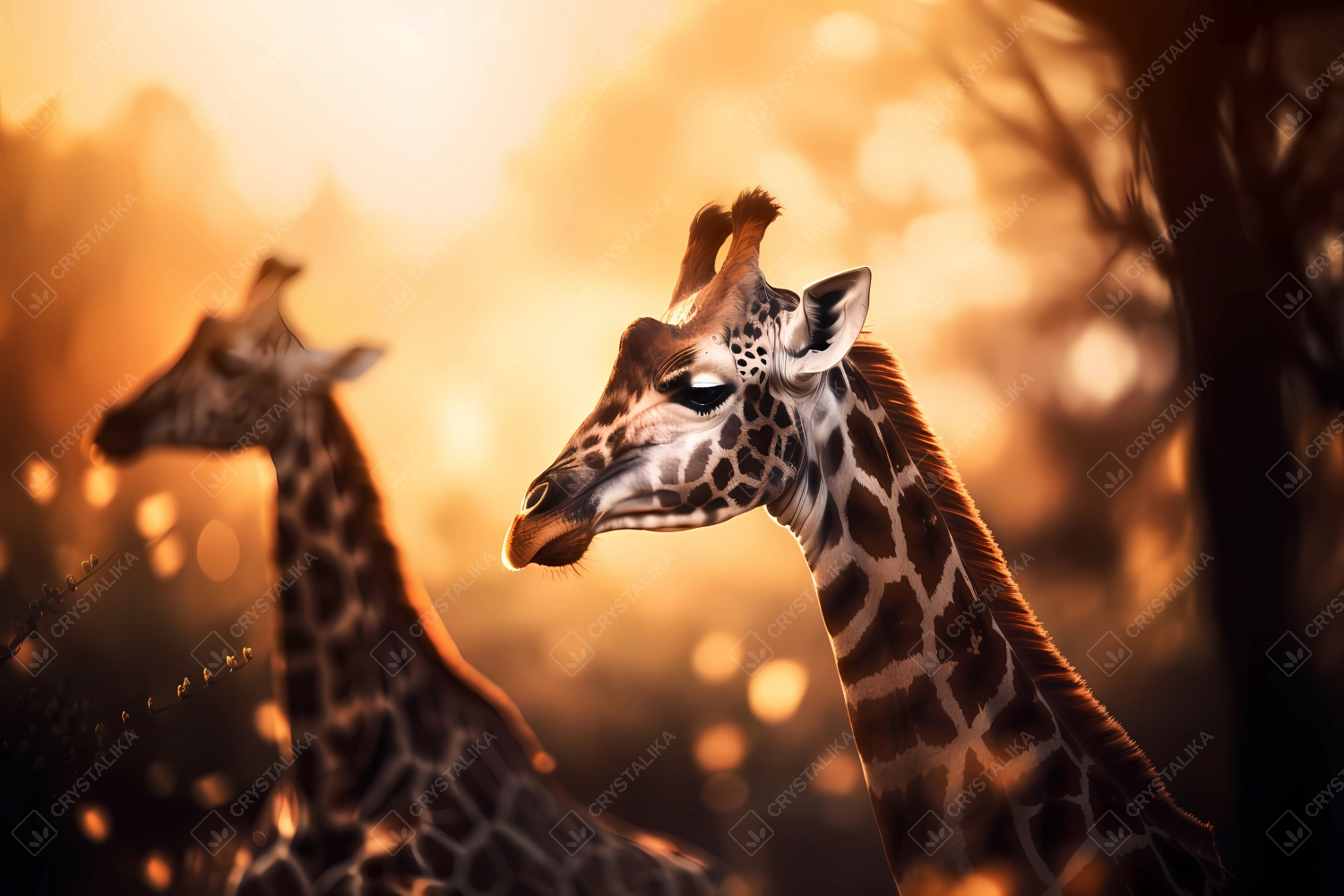 Portrait of a giraffe during sunset