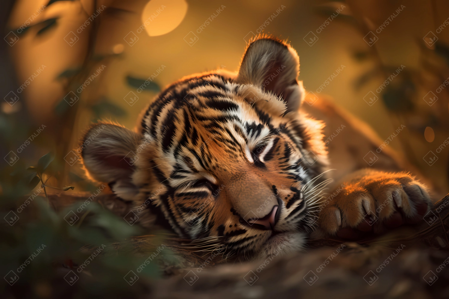 Cute little tiger cub sleeping