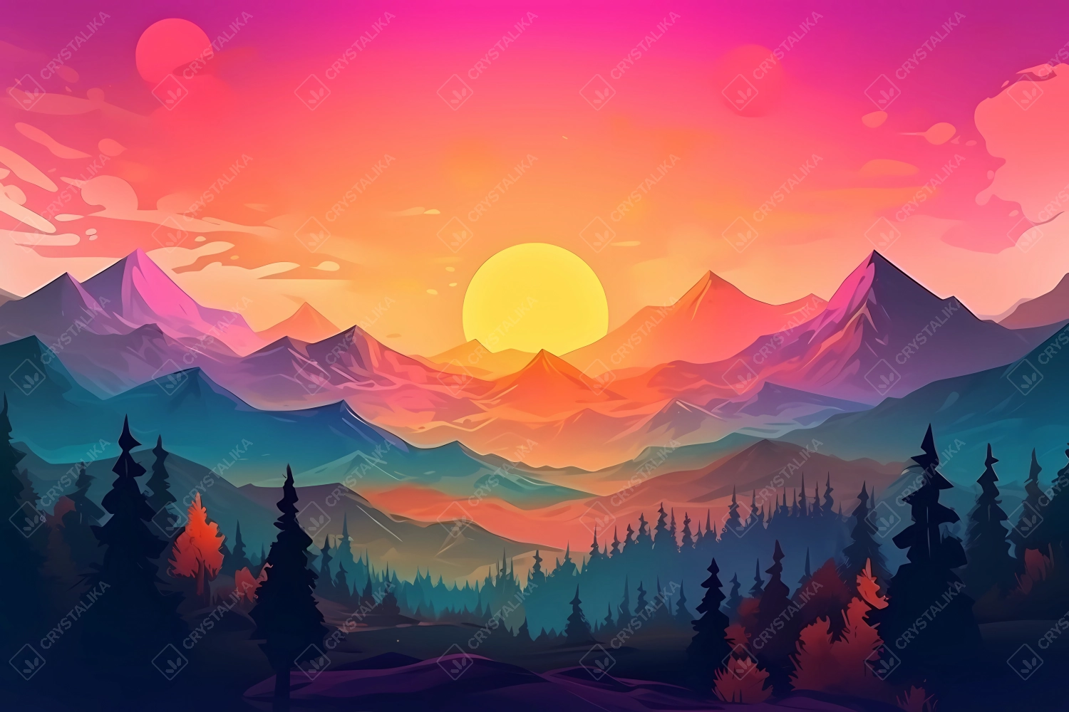 Colorful minimalistic landscape