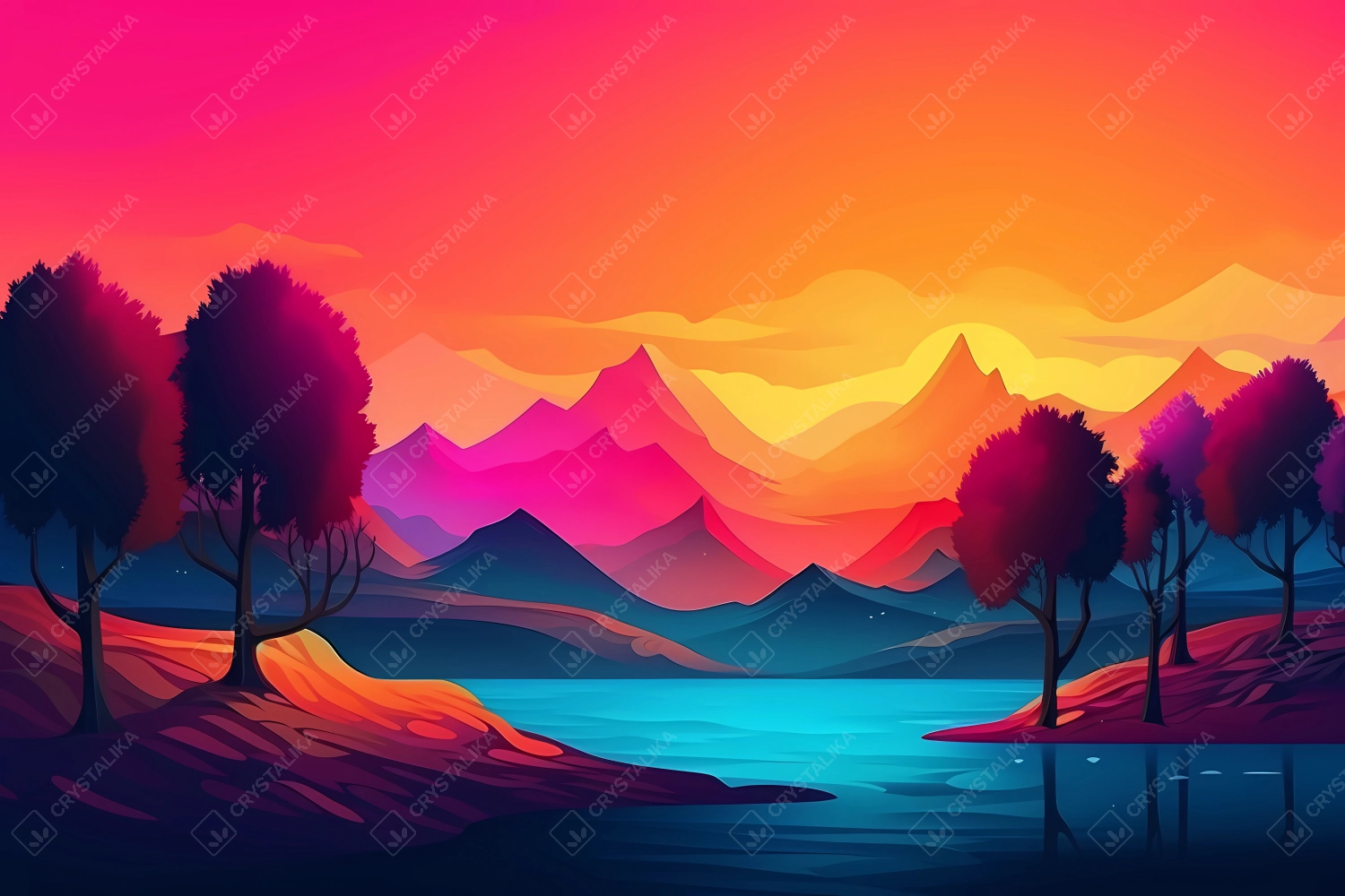 Colorful minimalistic landscape