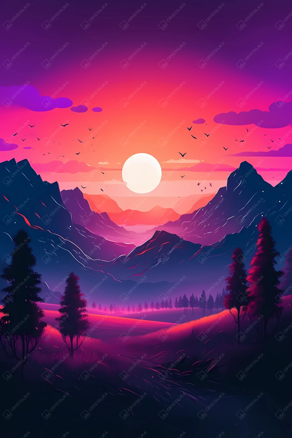 Colorful minimalistic landscape