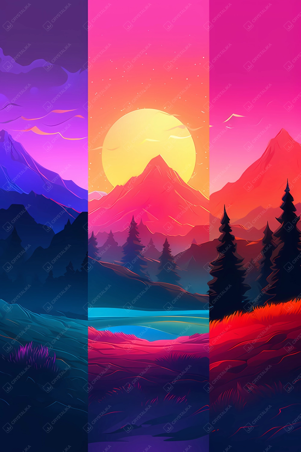 Colorful minimalistic landscape