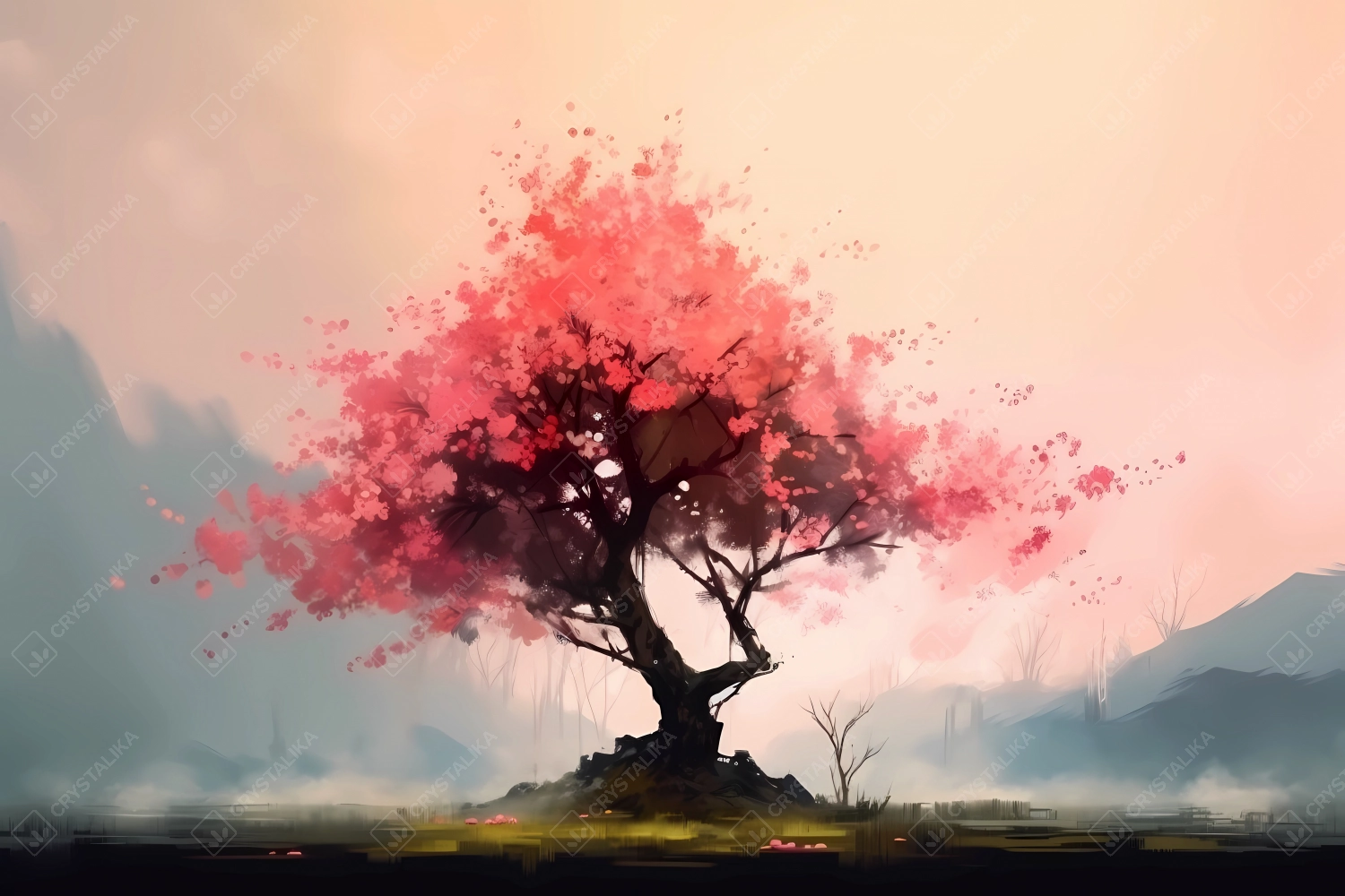 Japanese cherry blossoming - minimalistic art