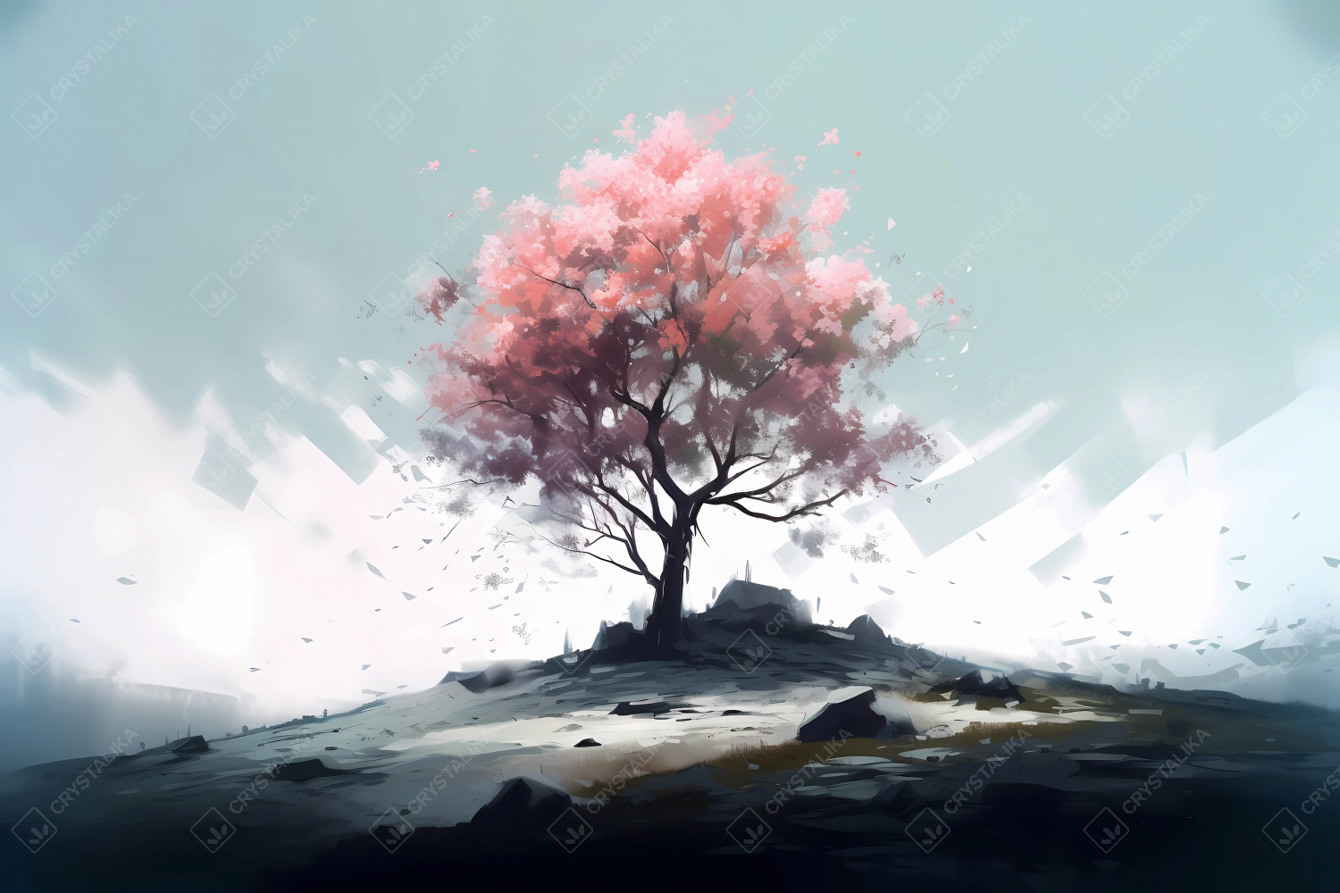 Japanese cherry blossoming - minimalistic art