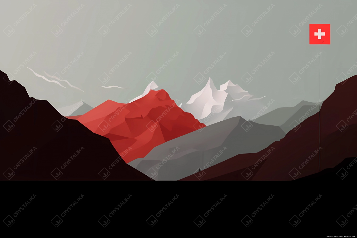 Minimalistic art depicting Switzerland