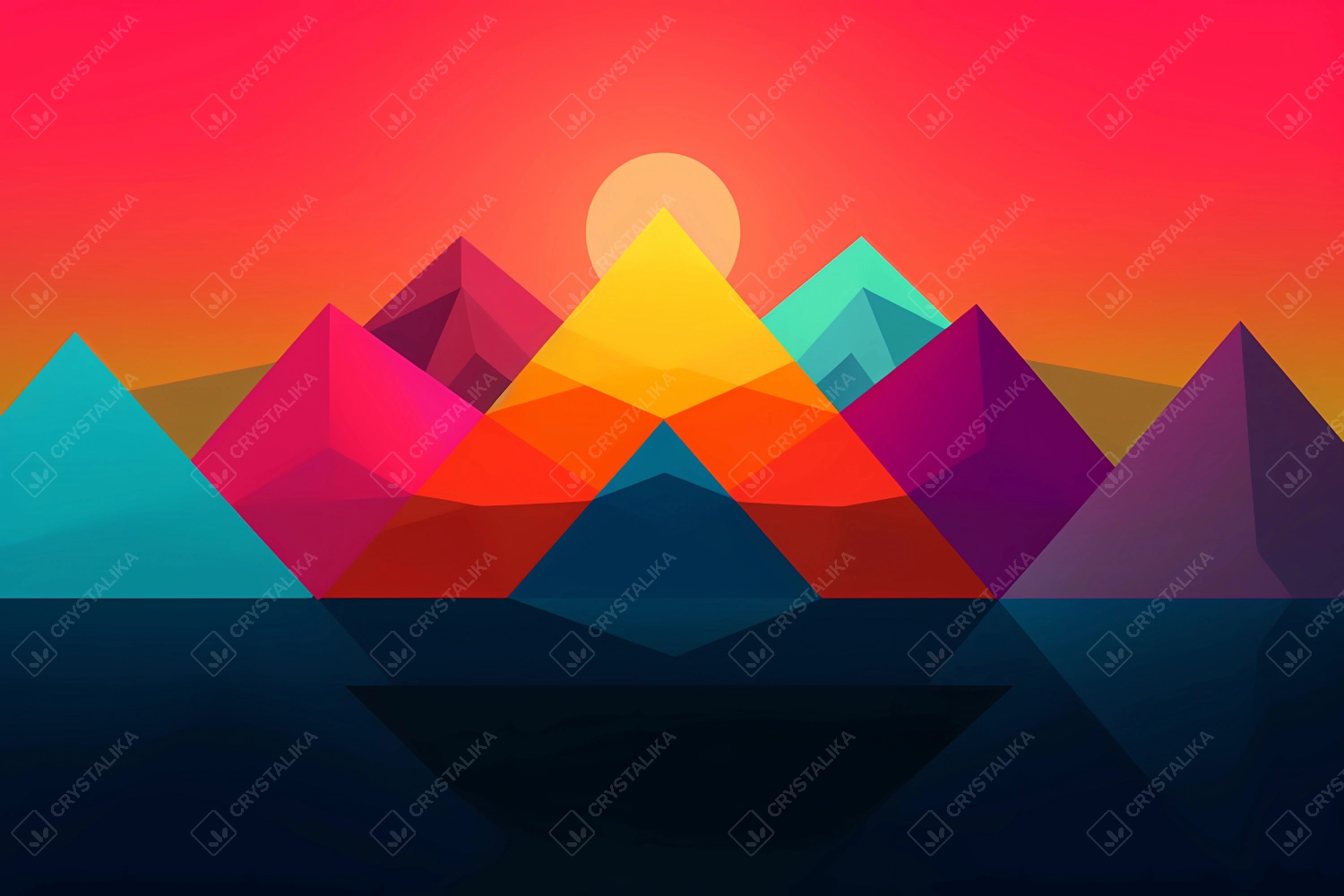 Colorful minimalistic landscape background